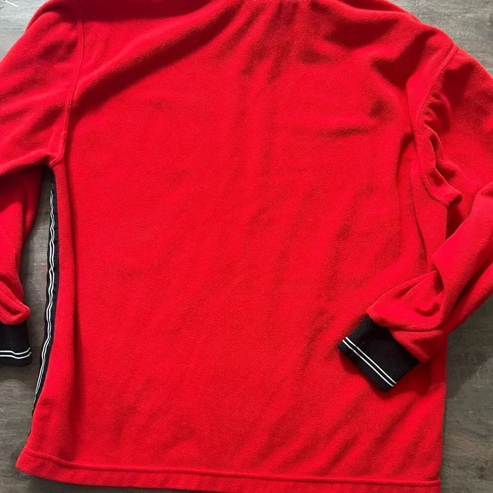 Vintage Y2K Nike mini swoosh Red Fleece Crewneck w black trim. Size L 14